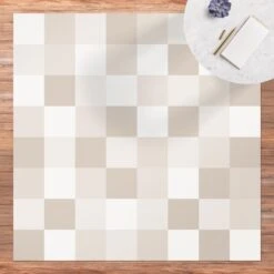 Vinyl-Teppich - Geometrisches Muster Buntes Schachbrett Sand In Creme-Beige 9 Vinyl-Teppich - Geometrisches Muster Buntes Schachbrett Sand In Creme-Beige -Heimtextilien wallart vinyl teppich geometrisches muster buntes schachbrett sand in creme beige 2