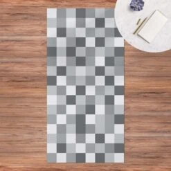 Vinyl-Teppich - Geometrisches Muster Mosaik Grau In Grau -Heimtextilien wallart vinyl teppich geometrisches muster mosaik grau in grau 2