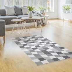 Vinyl-Teppich - Geometrisches Muster Mosaik Grau In Grau -Heimtextilien wallart vinyl teppich geometrisches muster mosaik grau in grau 3