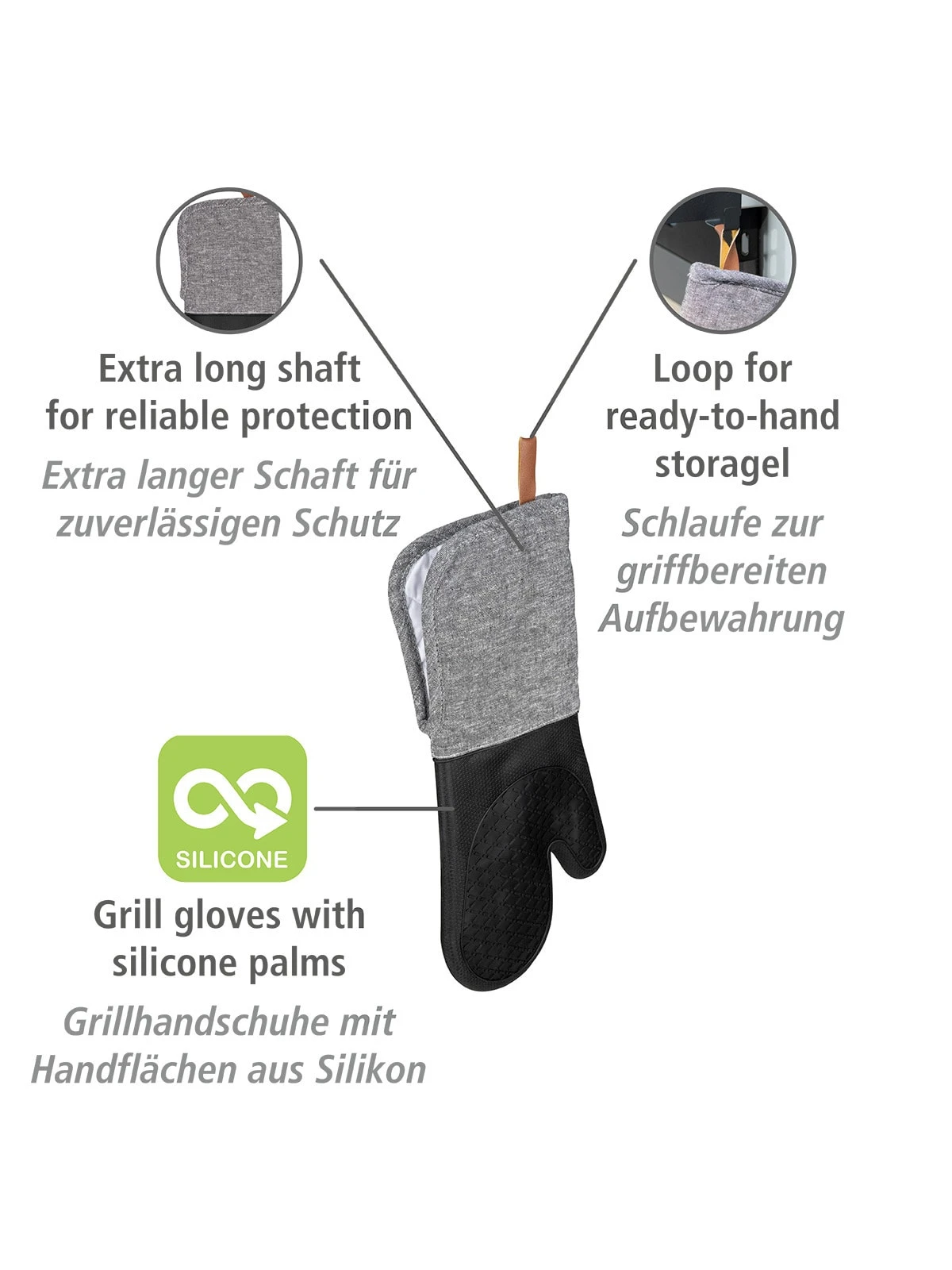 Wenko Topfhandschuhe Silikon Ada Schwarz, 2er In Grau 3 Wenko Topfhandschuhe Silikon Ada Schwarz, 2er In Grau – Bild 3
