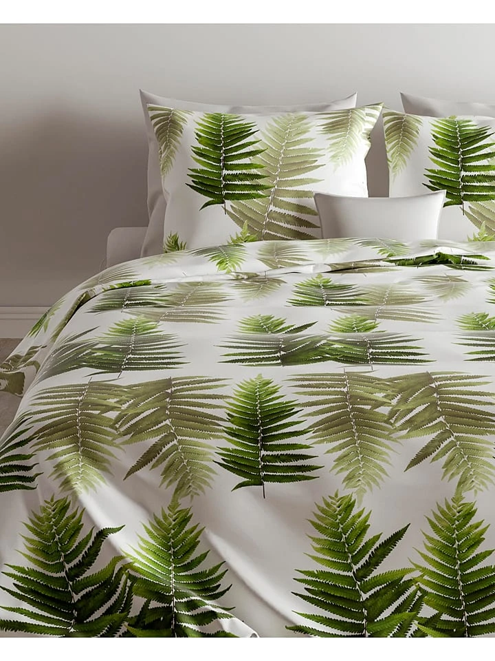 Mako-Satin-Bettwäsche-Set "Donny" In Grün/ Weiß 3 Mako-Satin-Bettwäsche-Set "Donny" In Grün/ Weiß – Bild 3